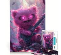 Unfluffy Guitar Monster Jigsaw Puzzles 1000 Mental Focus Game No Gap Tight Fitting Design Interactive Brain Challenge for Home (38x26cm)