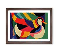 Unforgettable Abstract Duck H1022 Framed Print for Living Room Bedroom Home Office Décor, Wall Art Picture Ready to Hang, Walnut A3 Frame (46 x 34 cm)