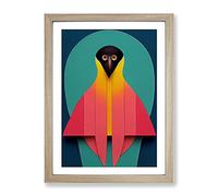 Unforgettable Bird Abstract Framed Print for Living Room Bedroom Home Office Décor, Wall Art Picture Ready to Hang, Oak A2 Frame (64 x 46 cm)