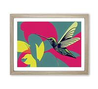Unforgettable Modern Hummingbird Abstract Framed Print | A4 Oak Framed Wall Art | Ready to Hang | Abstract Fantasy Picture | Living Room Bedroom Lounge Office