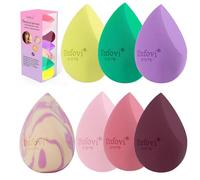 Unfovi 7-Pack Makeup Sponges Set - Angled Teardrop Beauty Blenders, Non-Latex Ultra-Soft & Quick-Dry, Hygienic Cosmetic Sponges for Seamless Liquid/Powder Blending, Gentle on Sensitive Skin (Multi)
