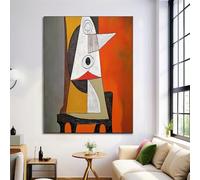 Unframed Canvas Print Wall Art Set Abstract Geometric Fine Art Decorative Orange Red Poster Canvas Painting Impressionist Oil Painting For Living Room, Bedroom, Office - 16X24In