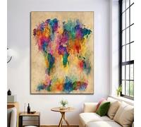Unframed Canvas Print Wall Art Set Abstract Map Fine Art Decorative Beige Poster Canvas Painting Abstract Graffiti For Living Room, Bedroom, Office - 12X16In