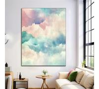 Unframed Canvas Print Wall Art Set Watercolor Cloud Sea Fine Art Decorative Blue-Green Poster Canvas Painting Dreamy Sky For Living Room, Bedroom, Office - 20X28In