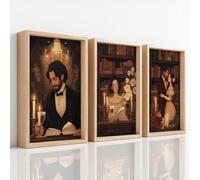 Unframed Canvas Prints Wall Art Set, Comic Academia Dark Decor Picture, Artwork Melancholy Elegant Male Female Romantic Couple for Living Room Bedroom Office Bathroom Toilet 30 x 40 cm | 12" x 16"