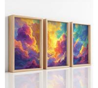 Unframed Canvas Prints Wall Art Set, Maximalism Surreal Pictures for Wall Decor, Artwork Cloud Sunlight Colourful Vibrant for Living Room Bedroom Office Bathroom Toilet 20 x 30 cm | 8" x 12"