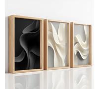 Unframed Canvas Prints Wall Art Set, Minimalist Abstract Pictures for Wall Decor, Artwork Line Ribbon Black Ivory White Elegant for Living Room Bedroom Office Bathroom Toilet A2 | 42 x 59.4 cm