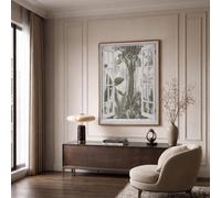Unframed Canvas Wall Art 40x60cm Banyan Rainforest Poster Artwork Misty Jungle Window View Wall Canvas Pictures Water-Resistant, Canvas Print for Living Room Bedroom Hallway, Gray Bean Green