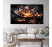 Unframed Canvas Wall Art Cartoon Fantasy Lotus Painting Decoration, Black Canvas Painting Prints Decorations for Living Room Bedroom Bathroom, painting Posters 120 x 40 cm (Unframed)