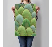 UnFramed Canvas Wall Art Geometric Patterns Canvas Prints Poster Green Geometric Scales Pictures for Living Room Bedroom Restaurant Home Office Wall Decoration 40 x 50 cm