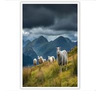 UnFramed Canvas Wall Art - Yellow-Green Natural Scenery, Clouds Over The Mountains Of Mianyang Printed paintings, Whimsical Walls Decoration for Living Room, Bedroom Pictures for Wall- 30 x 40 cm