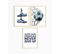 [UNFRAMED] Football Bedroom Accessories for Boys, Soccer Motivational Wall Art Decor, Bedroom Poster for Teenage Boy Room, Sports Prints Picture, England Team Football Pictures (A4)