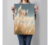 Unframed Realistic Reed Photography Wall Art Prints, 70X100Cm Natural Landscape Canvas Pictures Poster, Beige Brown Botanical Artwork Home Decor For Bathroom Living Room Bedroom Girl Room