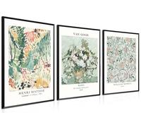 Unframed Sage Green Posters Wall Art Set of 3, Vintage Matisse Botanical Aesthetic Wall Decor Painting, Abstract Van Gogh Flower Picture Canvas Prints for Bedroom Living Room Home Decor 12x16In