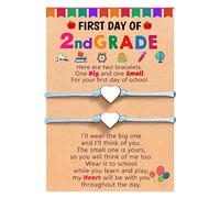 UNGENT THEM Back to School Mommy and Me Bracelet Matching Heart Wish Bracelet Set for 2 First Day of School Gifts for Boys Girls, 11 Inches, Nylon, no gemstone
