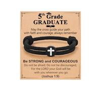 UNGENT THEM Happy Graduation Gifts Adjustable Braided Rope Cross Bracelet Kindergarten 5th 8th Grade Graduation Gifts for Men Boys, 11 inch, no gemstone