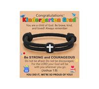 UNGENT THEM Happy Graduation Gifts Adjustable Braided Rope Cross Bracelet Kindergarten 5th 8th Grade Graduation Gifts for Men Boys, 11 inch, no gemstone