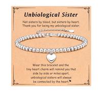 UNGENT THEM Silver Heart Charm Bracelet for Sister, Best Friends, Bestie, Daughter, Granddaughter, Niece, Birthday Christmas Valentines Day Gifts for Women