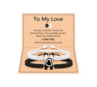 UNGENT THEM You Are My Missing Piece of The Puzzle - Couples Bracelets Anniversary Christmas I Love You Sweetest Valentines Day Gifts for Women Men Boyfriend Girlfriend, 6.5-11inches, Stainless Steel