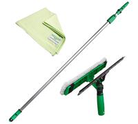 Unger 3-in-1 Window Cleaning Kit - Telescopic Pole 1.25m, Squeegee/Washer, Cloth