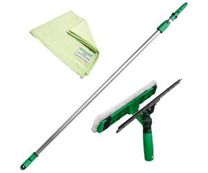 Unger 3-in-1 Window Cleaning Kit - Telescopic Pole 1.25m, Squeegee/Washer, Cloth