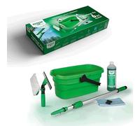 UNGER 6-Piece Professional Window Cleaning Kit with Squeegee, Pole & Bucket | Complete professional window cleaning kit with squeegee, washer, pole, scraper, cloth, liquid and collapsible bucket.