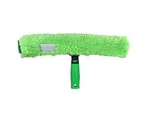 UNGER 79020 MicroStrip Window Washer Sleeve 35cm with ErgoTec T-bar Handle - Microfibre Window Cleaner for Hand Wash or Telescopic Window Cleaning, Green