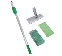 Unger Commercial SpeedClean™ Starter Kit - Complete Indoor Window Cleaning System with Microfiber Pads and 4 ft Telescopic Pole WNK04