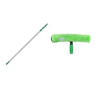 Unger ED450 OptiLoc Telescopic Window Cleaning Pole/Multi-Use Extension Pole & 79020 MicroStrip Window Washer Sleeve 35cm with ErgoTec T-bar Handle