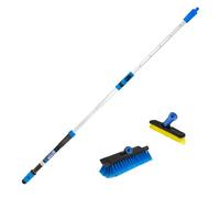 Unger Professional Lock-On Multi-Angle Wash Brush, Grout Brush and EZ Extend Pro Telescopic Pole for Outdoor Cleaning, Adjustable 5 FT Pole Extends Reach