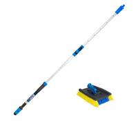 Unger Professional Lock-On Wood & Composite Deck Brush with EZ Extend Pro Telescopic Pole for Outdoor Decks with Durable Dual-Bristle, Swivel Deck Cleaning Brush, Adjustable 5 FT Pole Extends Reach
