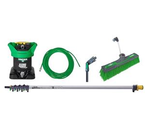 Unger Pure Water Cleaning Starter Kit for Glass and Window Cleaning - HydroPower Ultra - 6m Telescopic Pole, 25m Hose Pipe, 15cm Angle Adapter, 28cm Power Brush - 30 percent More Water