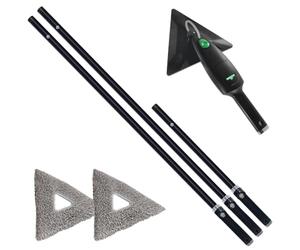 Unger Stingray Open System 330 Plus Indoor Cleaning Kit - Cleaning & Disinfectant for Windows & Smooth Surfaces - Includes Handheld Unit, 3x Poles & 2x Microfibre Pad - Refillable & Reusable