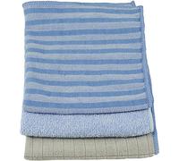 Unger Variety-Pack All-Purpose Cloths, Microfiber, Blue/Blue Strip/Beige, 12" x 12" (3 Pack)