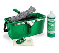 UNGER Window Cleaning Kit PRO Set - Power Washer Sleeve, ErgoTec Squeegee, Bucket 12L, Liquid Glass Cleaner 1L, Safety Glass Scraper, Microfibre Cloth - Professional Window Cleaner Equipment