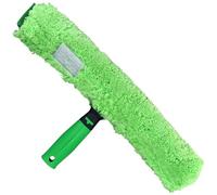 UNGER 79020 MicroStrip Window Washer Sleeve 35cm with ErgoTec T-bar Handle - Microfibre Window Cleaner for Hand Wash or Telescopic Window Cleaning, Green
