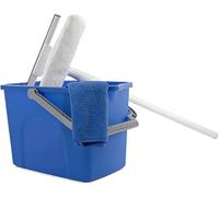 Unger Window Washing Starter Kit with 2-in-1 Microfiber Combi, Collapsible Pole, Microfiber Cloth, and Bucket