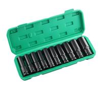 UNGFEI 10 PCS Deep Impact Socket Set 1/2 Inch, 10 to 24mm Impact Driver Hex Socket Set with Plastic Box for Pneumatic Wrench or Electric Drills Repairing Task