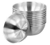 UNGFEI 12 Pcs Stainless Steel Sauce Dishes 90ml Mini Dipping Bowls - 8.2cm Small Condiment Cups for Sushi Fruit Appetizer, for Restaurant Home
