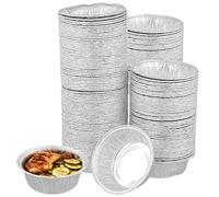 UNGFEI 125 Pack 5inch Round Aluminium Foil Baking Trays, 12cm Tin Foil Pie Dishes for Kitchen Baking, BBQ Grilling & Camping Trips
