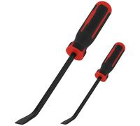 UNGFEI 2 PCS Pry Bar Set, Black and Red Crowbar with Thicker Hammer Strike Cap and Angled Tip for Prying, Lifting, Scraping, Pulling, 8 Inch and 12 Inch