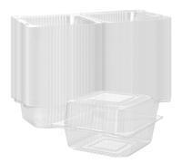 UNGFEI 200 PCS 4 Inch Clear Cake Slice Boxes, Plastic Square Individual Cake Boxes for Sandwich, Salad, Dessert