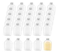 UNGFEI 200ml Clear Plastic Juice Bottles with Aluminium Lids - 30 Pack Transparent Drink Bottles, Reusable Smoothie Bottles for Juicing, Milk, Beverages