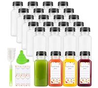 UNGFEI 24 Pack Plastic Juice Bottles with Black Lids - 250ml/8oz Clear Reusable Beverage Containers for Drinks, Smoothies, Milk