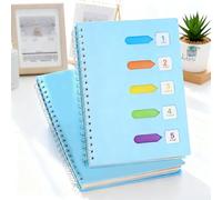 UNGFEI 2Pack B5 Spiral Notebooks - 17 x 25cm Blue Hardcover Notepad with Dividers, Subject Journal 240 Pages, for Work Office
