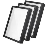 UNGFEI 3 PCS A4 Shadow Box Frame, 3d Picture Frame Display Box for Tabletop and Wall, Black Shadow Box for Displaying Photos, Polymer Clay, Travel Tickets, Dried Flowers, (22.7 x 31.5 x 4.5cm)