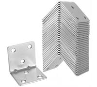UNGFEI 30 PCS L Shaped Angle Brackets, 40 x 40 x 40mm Silver Steel Corner Brackets with 5mm Holes for Wood, Furniture, Fixing Timber