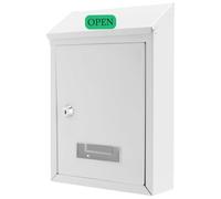 UNGFEI 30 x 21.7 x 7cm White Wall Mounted Mailbox With Keys, Iron Metal Post Box Letter Box for Outdoor