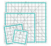 UNGFEI 4 PCS 4 Sizes Blue Square Quilting Rulers, Acrylic Sewing Ruler Square, Patchwork Ruler for DIY Crafts ?(4.5", 6", 9.5", 12.5")