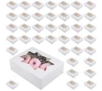 UNGFEI 40 PCS White Cookie Boxes with Clear Window 8 x 6 x 2.5 Inch - Bakery Treat Boxes for Biscuit, Pastries, Cupcakes, Doughnuts - Sturdy Cardboard Construction for Bakeries, Parties & Gifting